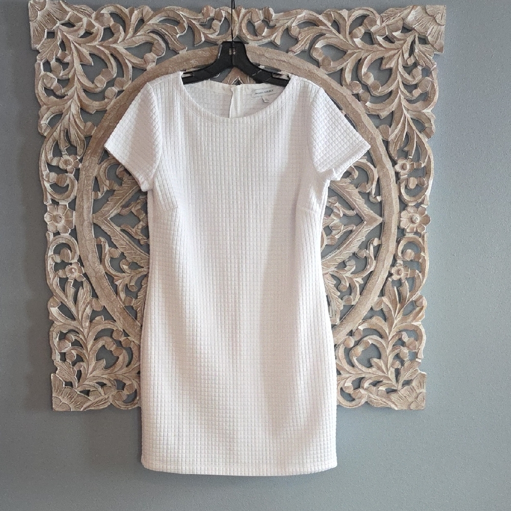 Banana Republic White Waffle Knit Short Sleeve Mini Dress Size 10